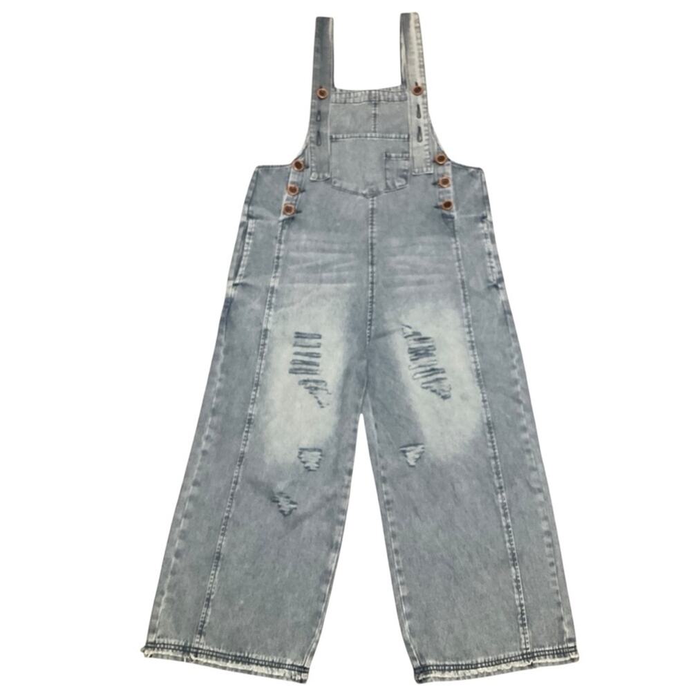 Easel Women's Jumpsuit Overalls Boho Distressed Denim Size Small NWT